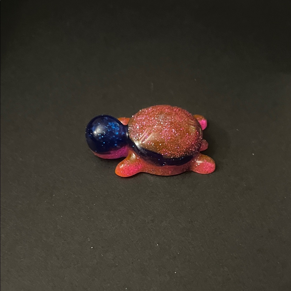 Glittery Pink and Blue Turtle Figurine